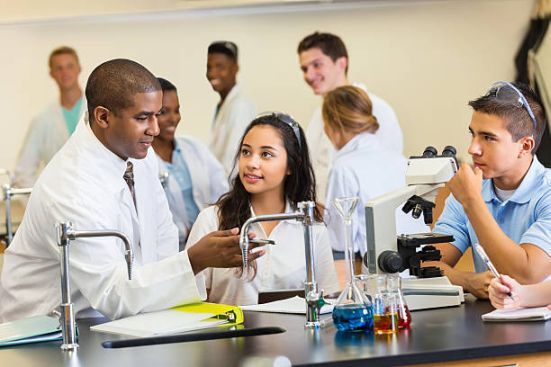 teacher with students