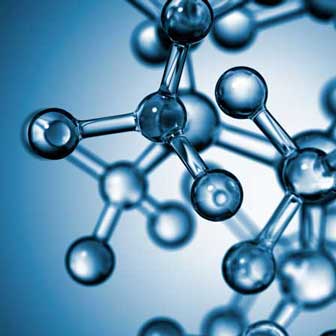 close up of molecules on a blue background